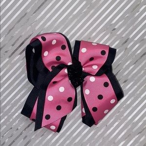 Pink, Black, and White Medium Hair Bow